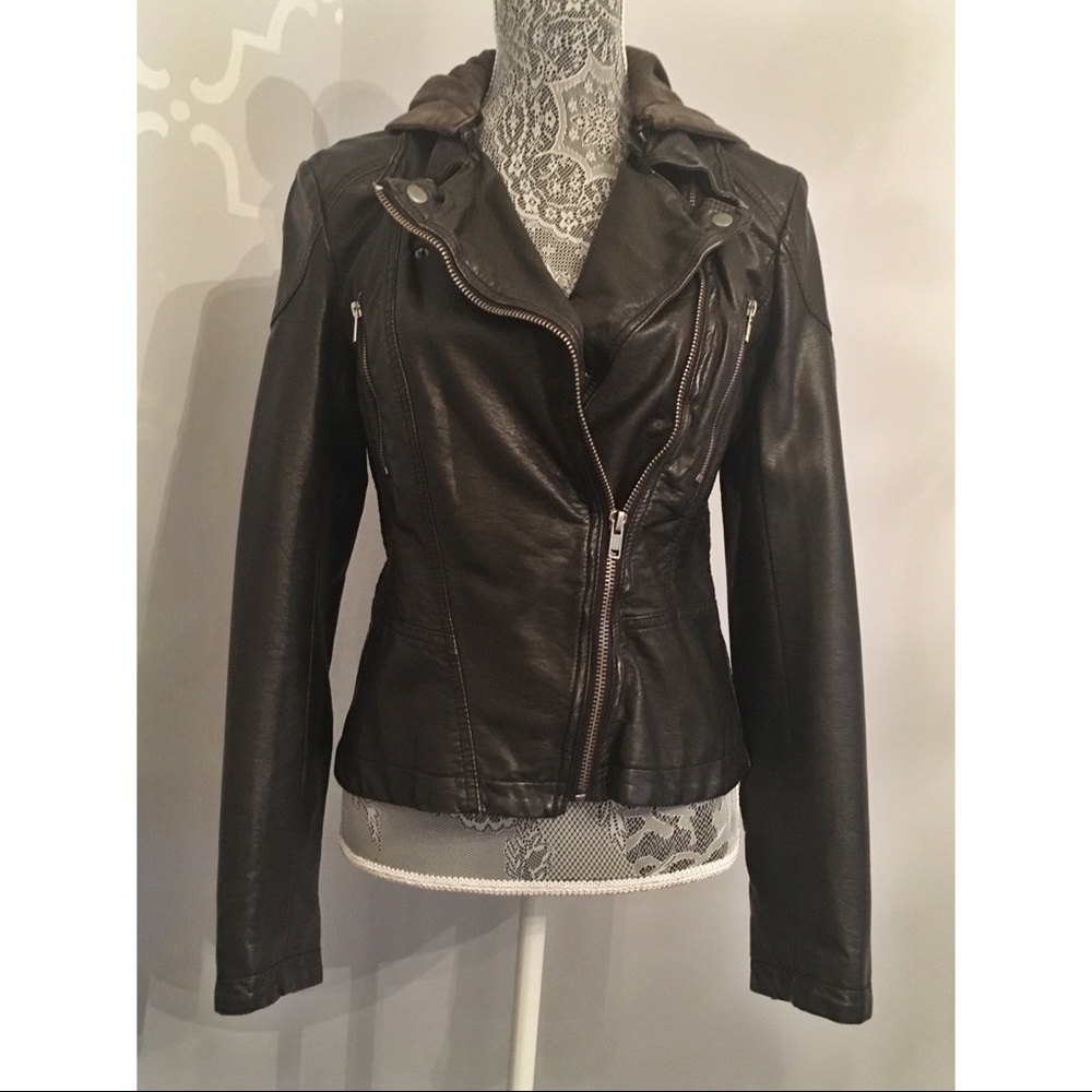 Free People Vegan Leather Jacket with Hoodie